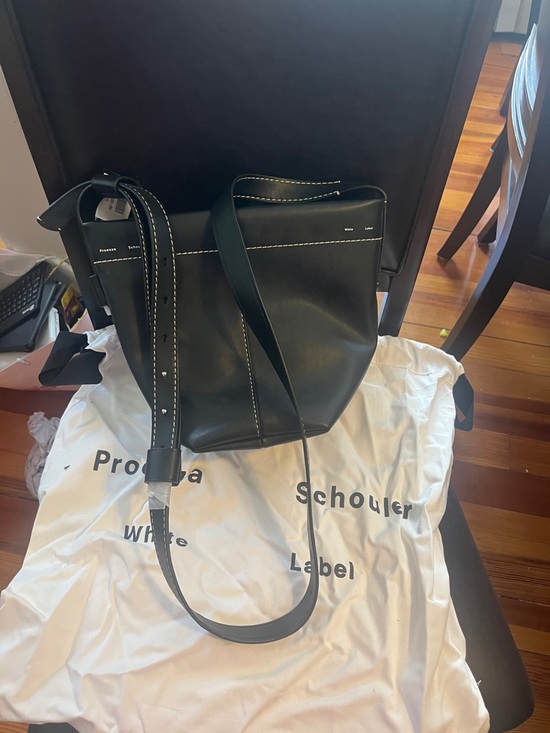 Proenza Schouler Handbags - Proenza Schouler Black Leather Bucket Shoulder Bag with Contrast Stitching